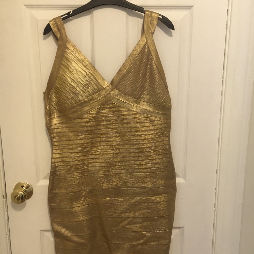 Kardashian Dress. Gold bandage style